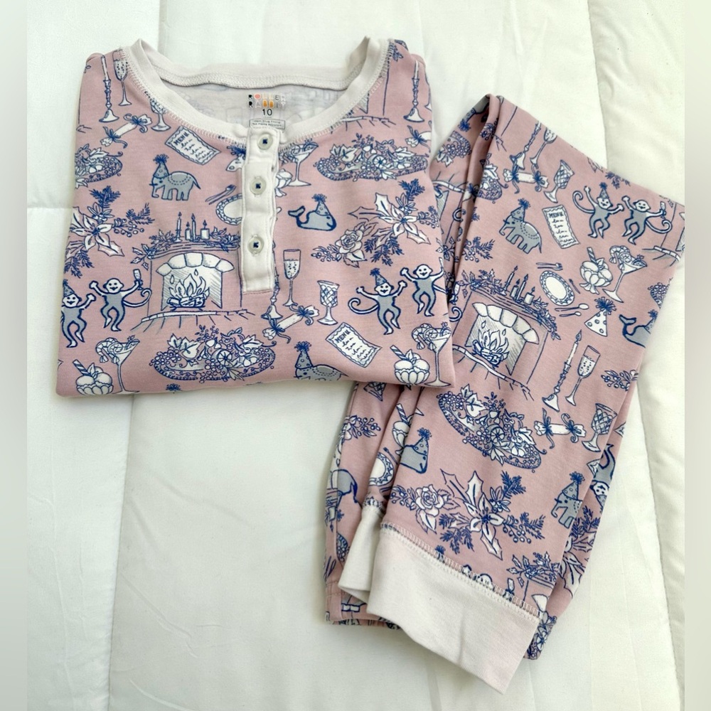 Roller Rabbit Pink Party Toile Pajama Set size 10 kids - Picture 5 of 5